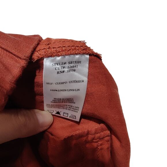 NWT Kut from the Kloth Sz 8 Roxanne Clay Red Linen Shorts Pull On Elastic Waist - Picture 5 of 6